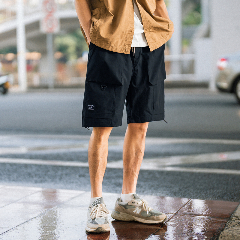 兔先森夏季潮流轻薄机能工装短裤男款纯色休闲宽松直筒运动五分裤