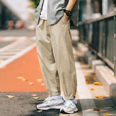 束脚休闲裤 兔先森夏季 男宽松工装 百搭收口九分裤 子 复古纯色运动裤
