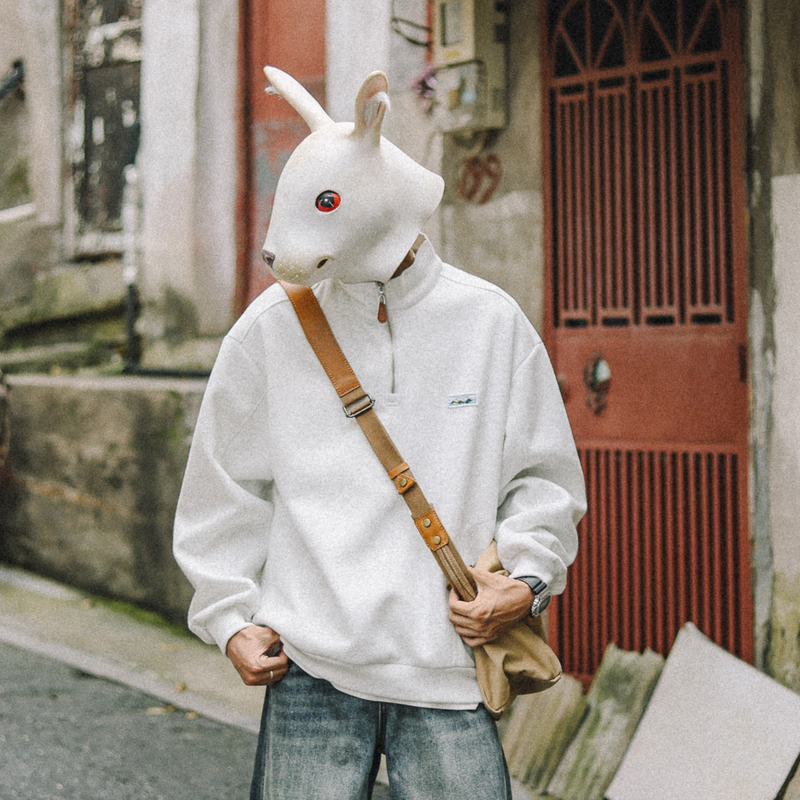 兔先森春秋套头立领半拉拉卫衣