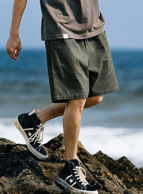 兔先森2026夏季百搭简约水洗纯色工装休闲短裤男士运动直筒五分裤