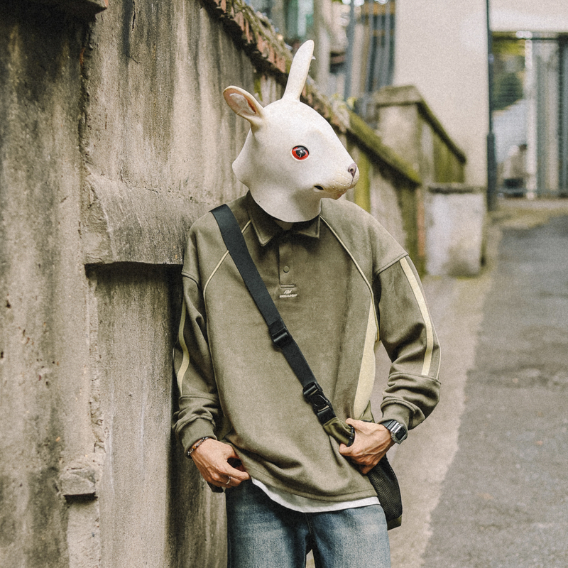 兔先森春秋套头男麂皮绒条纹卫衣