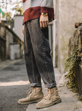兔先森超火cec裤子男宽松ins风春秋牛仔裤复古潮流渐变色直筒长裤