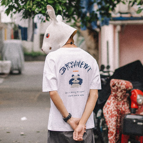 兔先森夏季纯棉熊猫印花短袖T恤