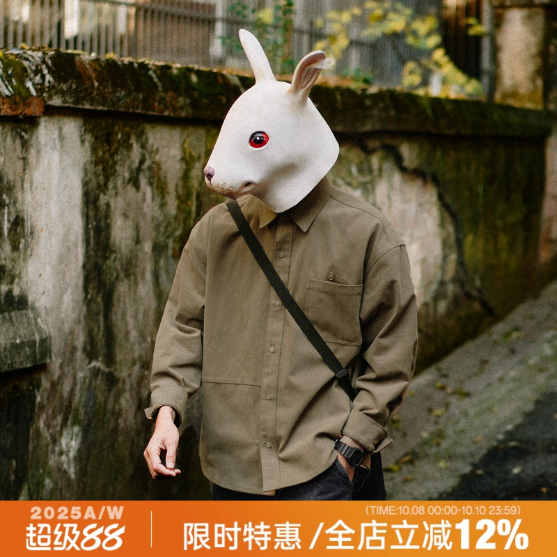 兔先森春秋复古重磅长袖衬衫外套
