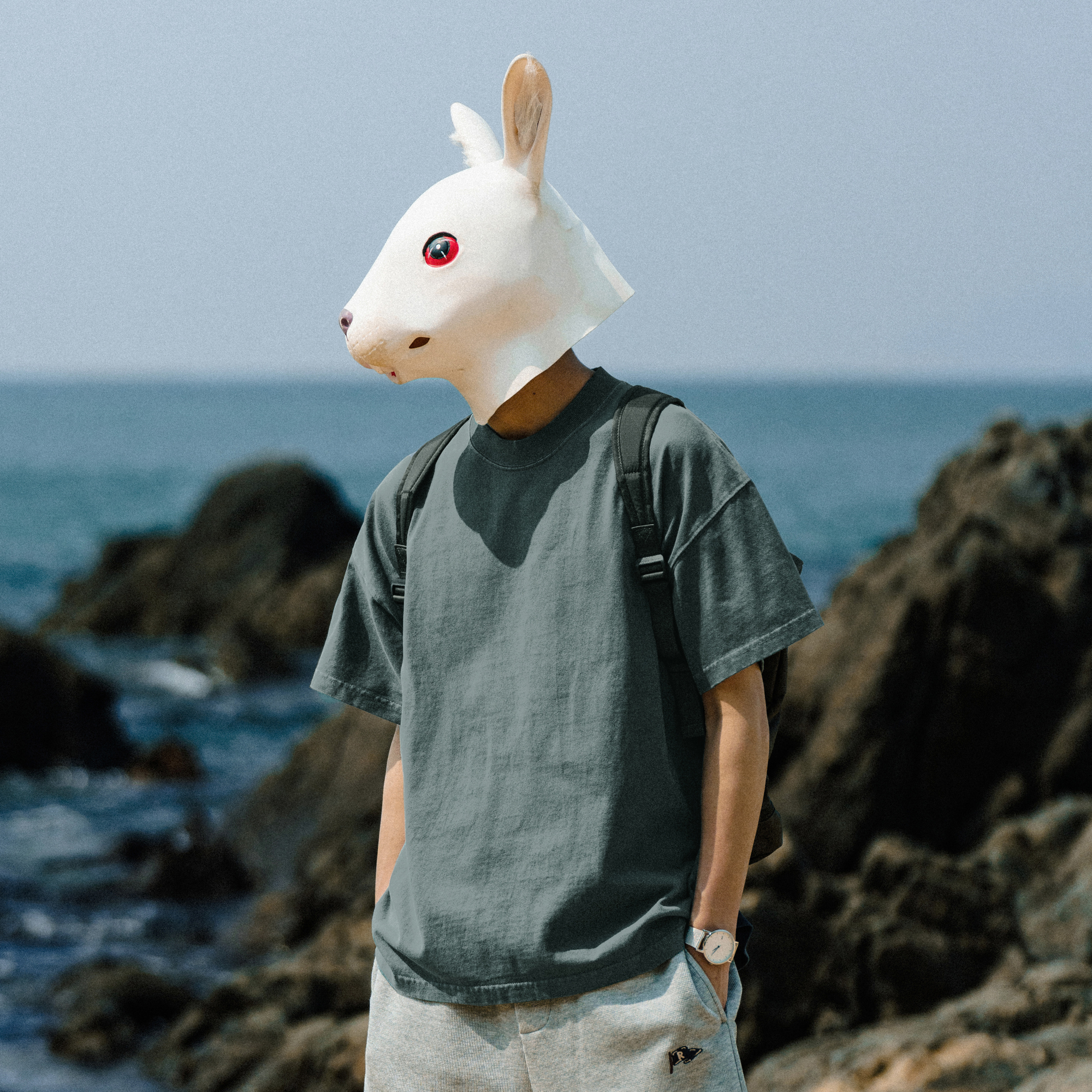 兔先森夏季重磅纯色圆领短袖T恤