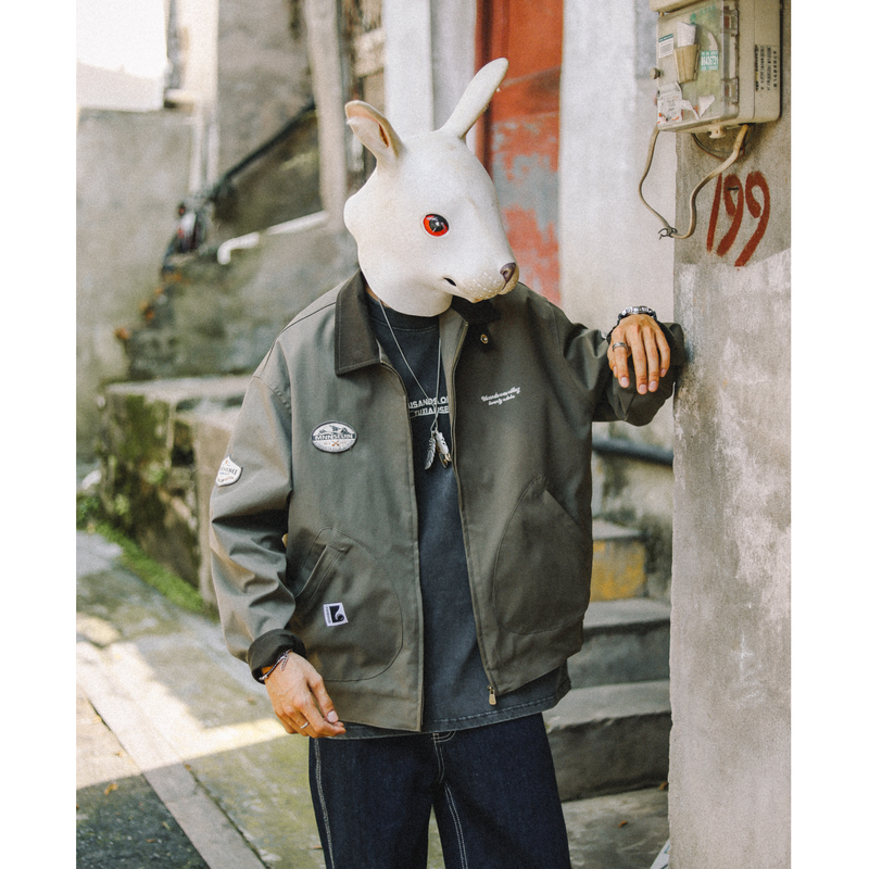 兔先森春秋日系翻领工装夹克外套