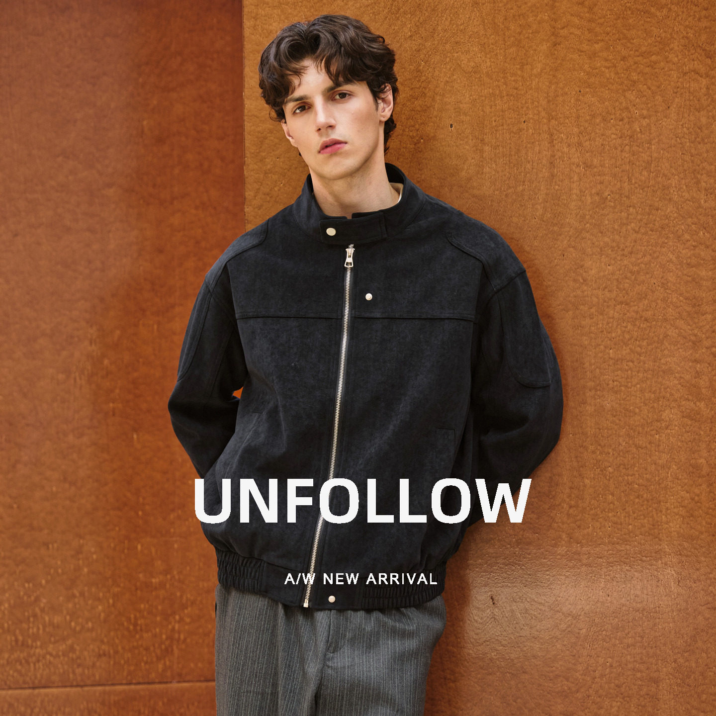 UNFOLLOW 立领机车夹克男春秋新款高级感外搭外套宽松休闲上衣潮