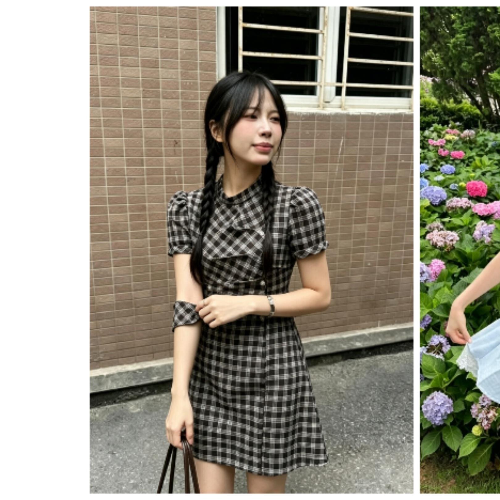 越家代越南小众anna新款甜美拼接吊带连衣裙+半高领褶皱连衣裙