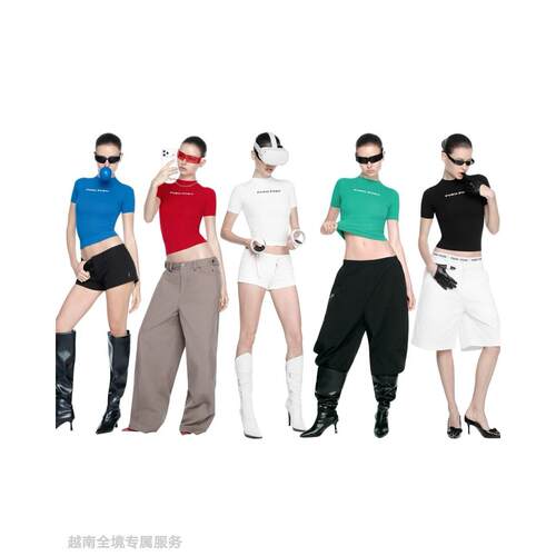 越在线越南小众push新款女团风时尚性感辣妹修身短袖t恤上衣