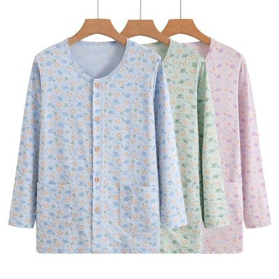 中老年纯棉长袖开衫上衣