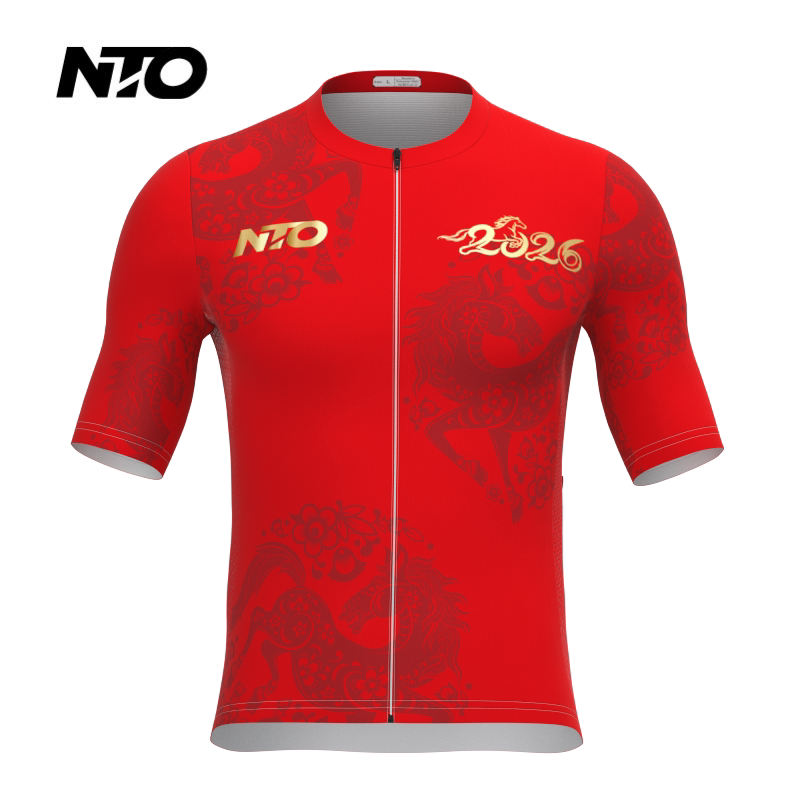 2026新款NTO红色速干透气长短袖骑行服公路自行车车衣紧身可定制