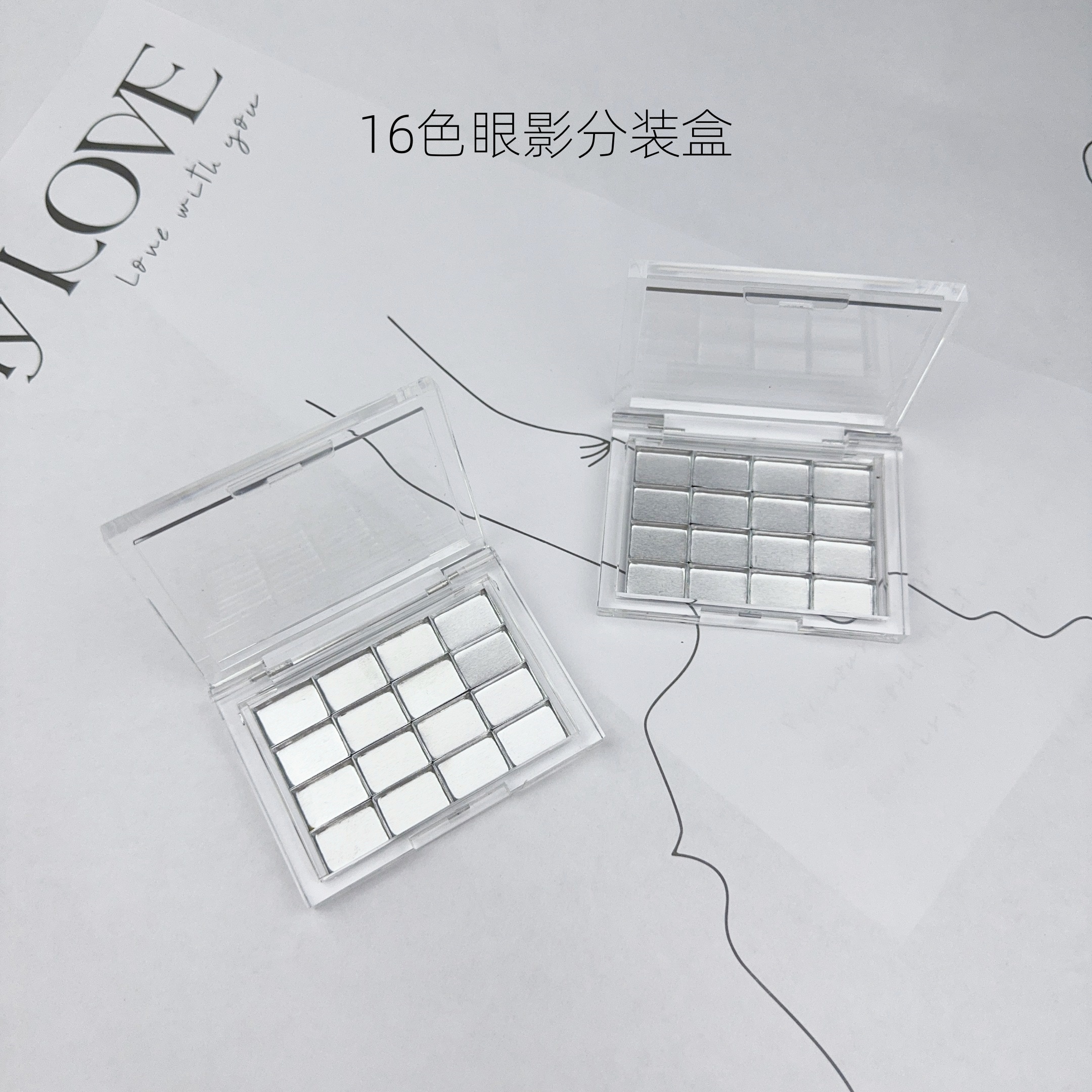 迷你眼影16色小样试色分装空盒高光腮红口红透明小容量哑光小巧盒