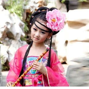 小牡丹花带杆夹子头花手腕花幼儿园手拿花头饰花舞蹈演出道具仿真