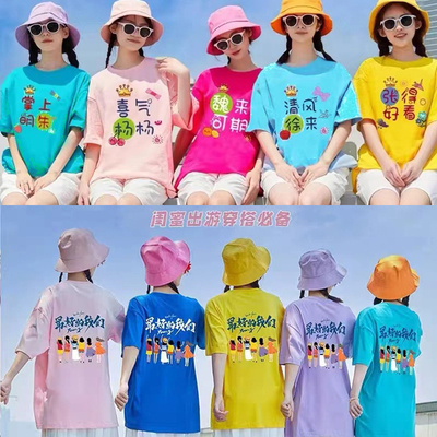 姓氏谐音梗纯棉多巴胺夏短袖ins