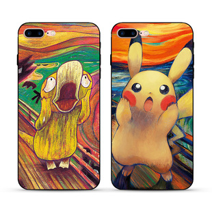 皮卡丘可达鸭联名呐喊适用苹果6手机壳iPhoneX/8/7/6s/plus/5软壳