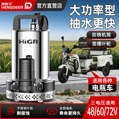 12V抽水泵直流潜水泵24伏48v60v72v电动车电瓶车专用大功率水泵