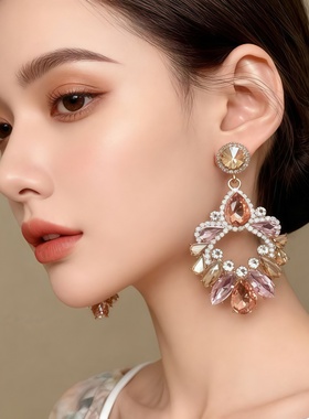 法式宫廷复古耳环女高级感奢华水钻耳钉2025新款气质名媛耳饰