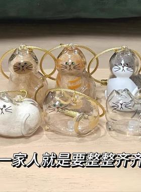 可爱透明猫咪钥匙扣创意收纳挂件卡通动物吊饰创意猫毛纪念品挂饰