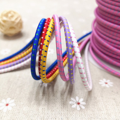 3MM粗间双点色纱橡筋绳跳点圆橡筋弹力绳圆形松紧带橡皮筋牛筋绳