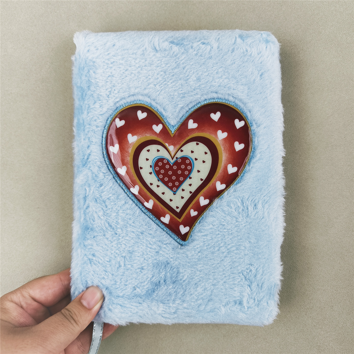 孤品！外单B6桃心毛绒本毛毛横线笔记本 微瑕