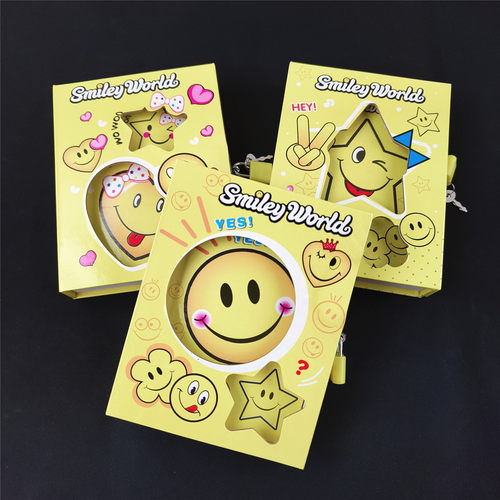 3本9.9元！带锁盒装！性价比外单64K笑脸彩页横线笔记本手帐本