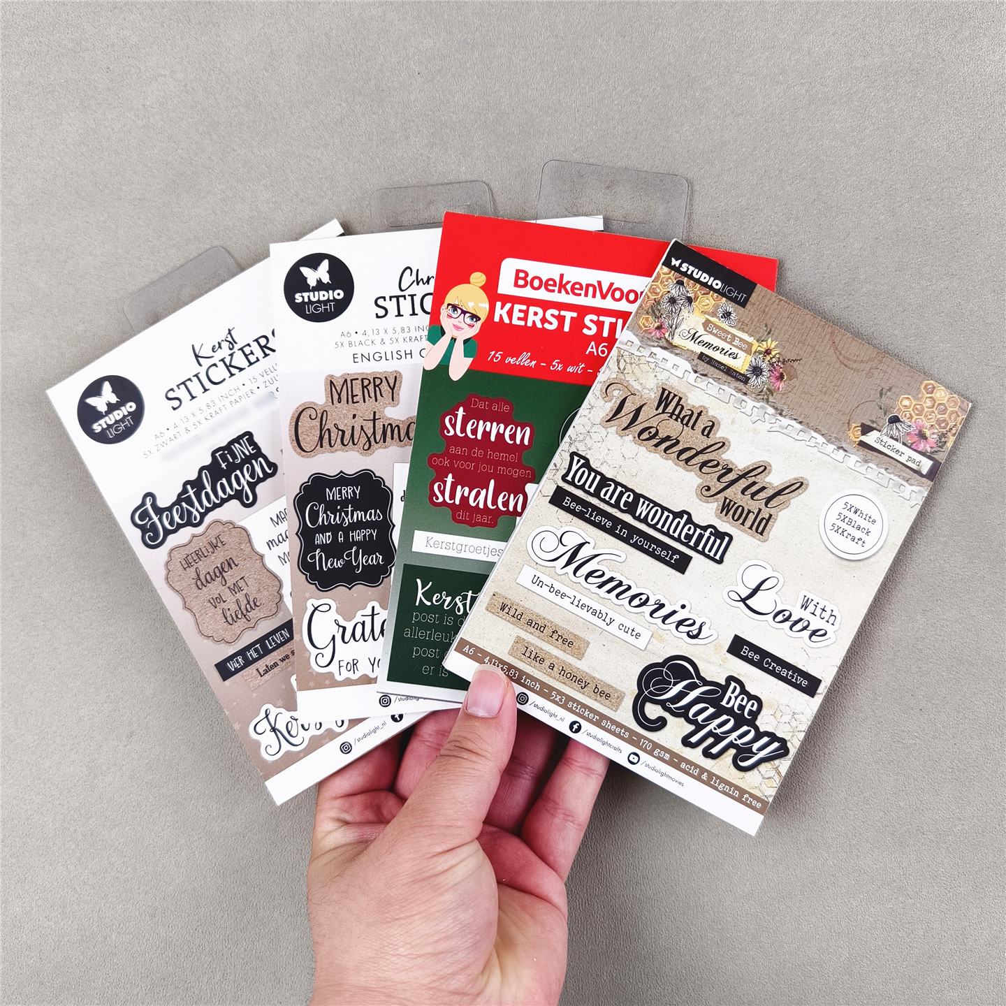 A6圣诞英文祝福语素材手帐装饰贴纸本 一本15张