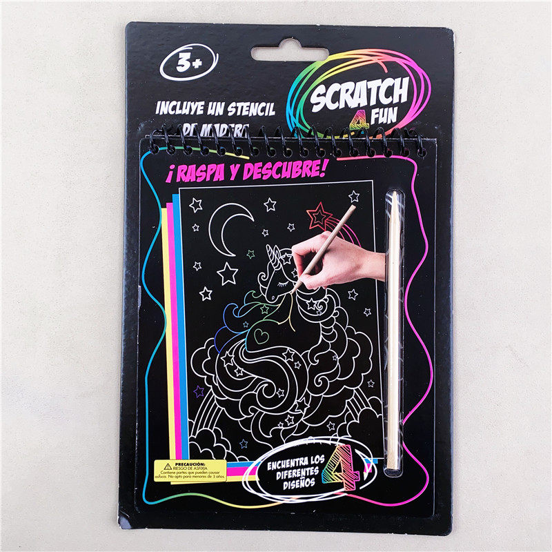 外贸原单卡通可爱独角兽刮刮画儿童动手益智游戏刮画瑕疵特清