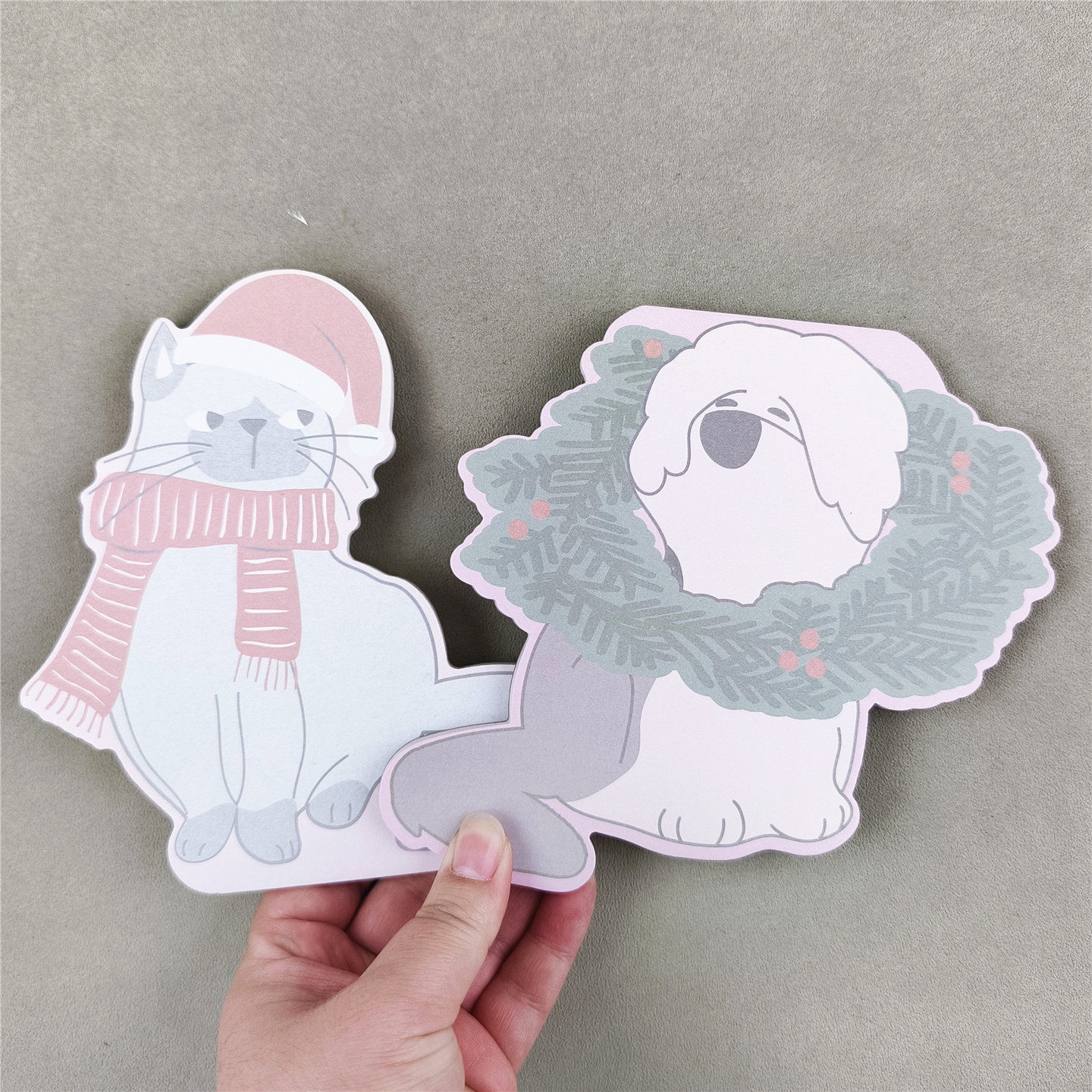 2本一组4.8元！外单圣诞节风格异形可爱猫咪狗狗便签本拍纸本