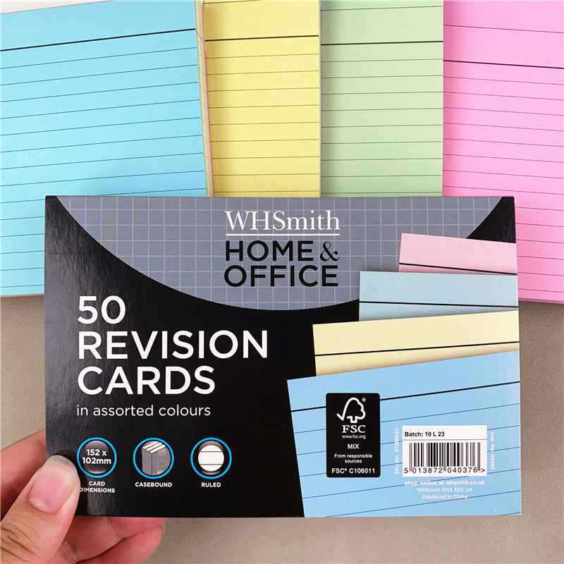 一包50张！外贸文具彩色横线便签纸单词卡纸留言纸15.2*10.2cm