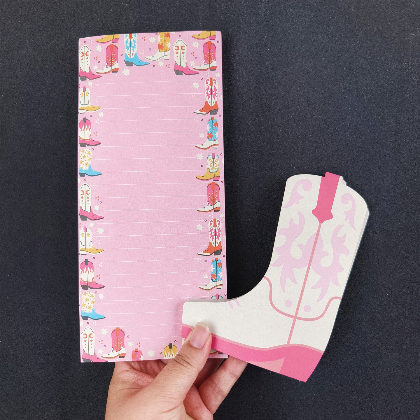 出口外单粉色鞋子带磁吸冰箱贴留言条本拍纸本异形便签本2件套