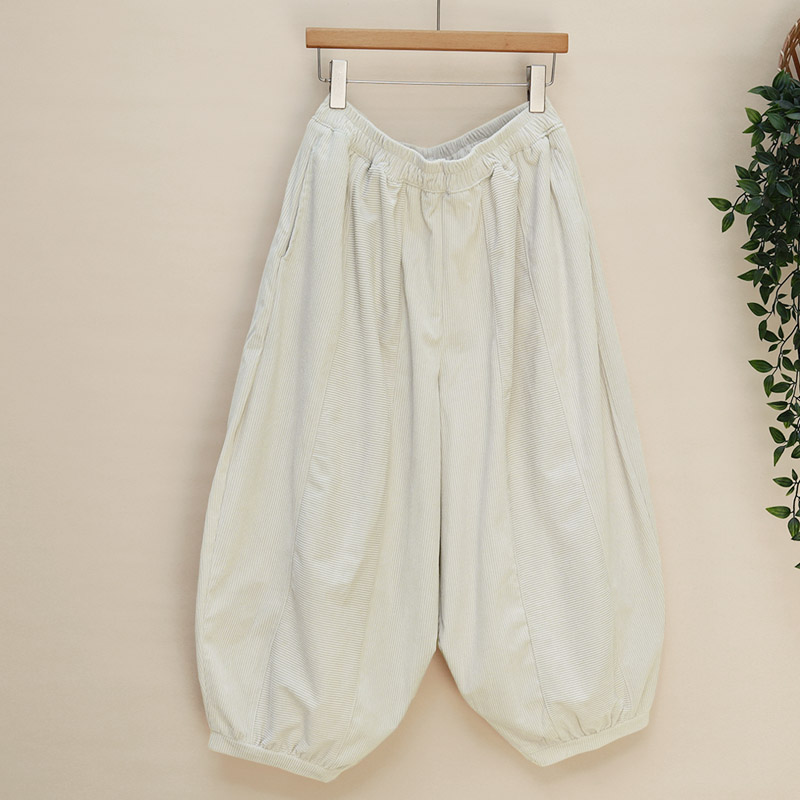 文艺松紧腰九分休闲灯芯绒