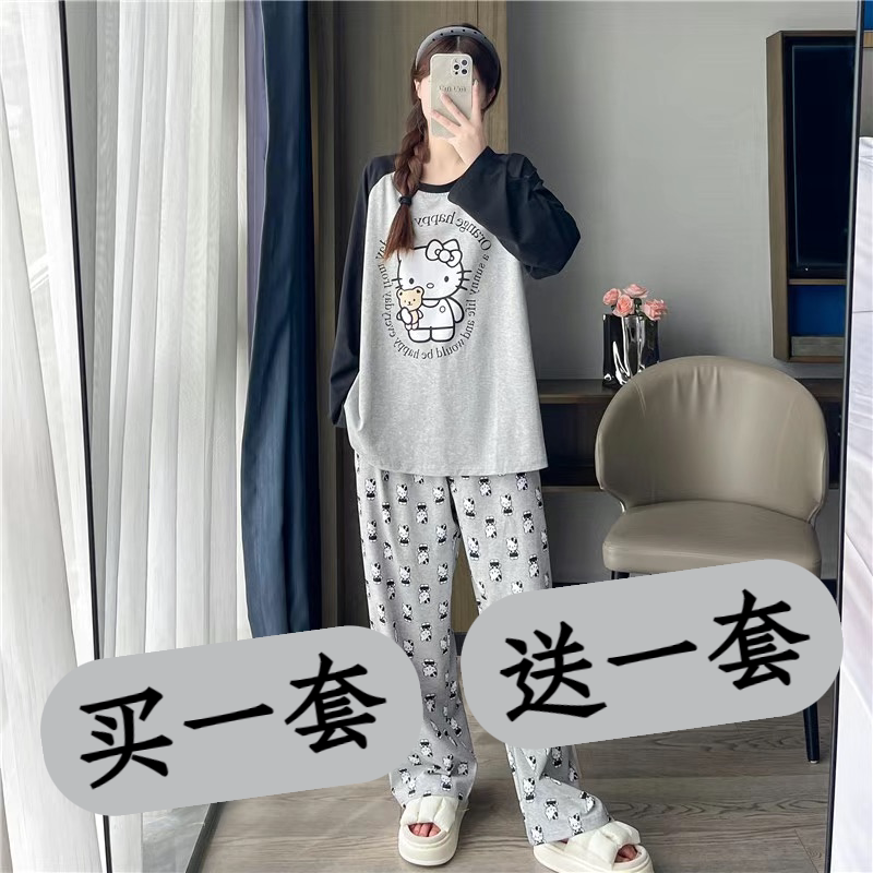 纯棉睡衣女春秋款2025新款长袖休闲小个子可外穿女士家居服秋冬季