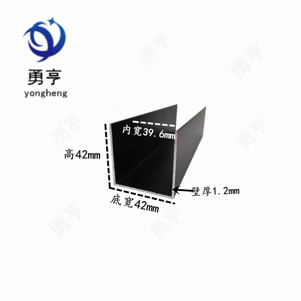 铝合金U型槽42*42*1.2mm铝槽卡槽铝包边条玻璃导轨凹槽装饰铝条图片