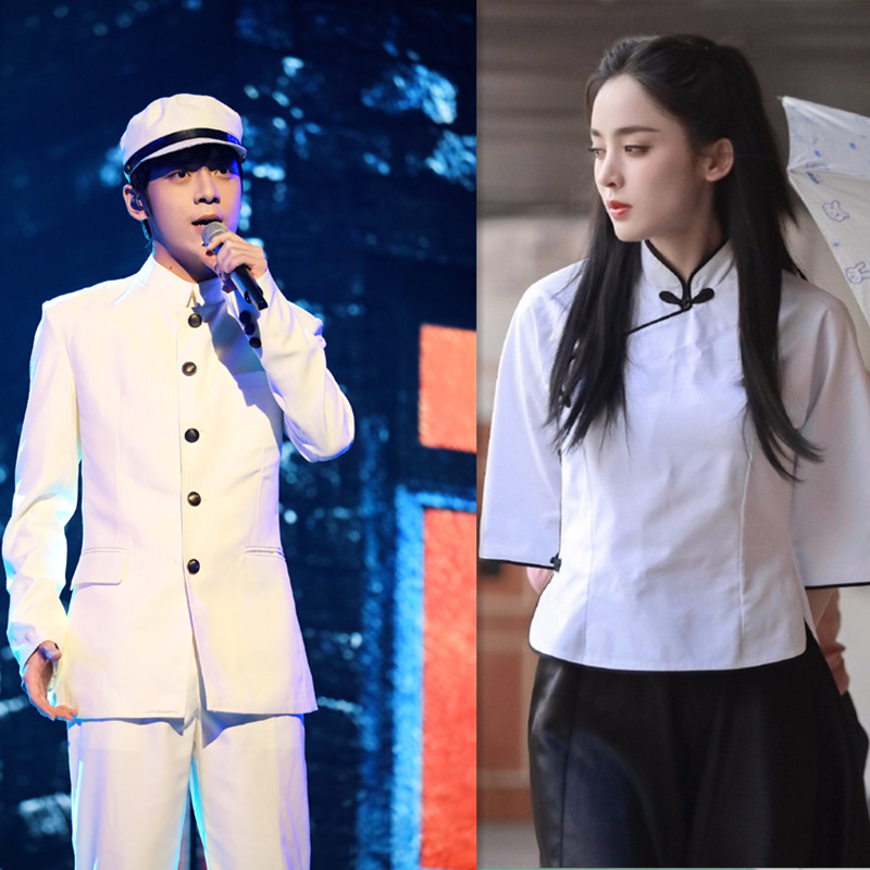 古力娜扎同款民国风学生装白色女款五四青年装中山装复古风演出服