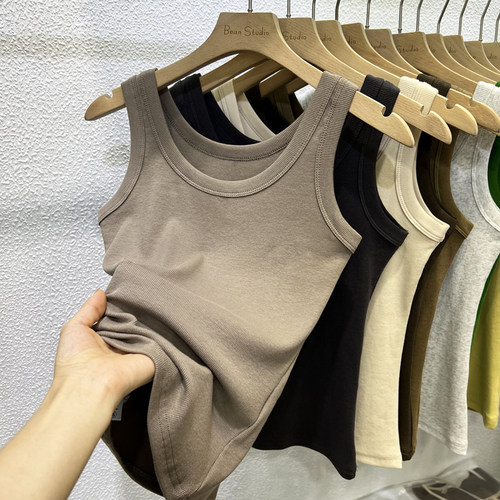 遮副乳圆领露锁骨无袖背心女百搭