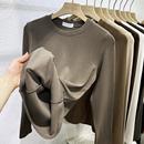 2025秋冬薄绒磨毛保暖正肩修身 T恤女柔软羊绒内搭打底衫 长袖 圆领