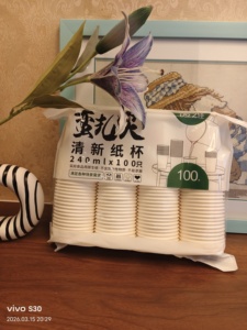 爱之佳240毫升加厚加大一次性纸杯100只装4包400只包邮