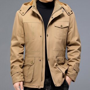 2023新款上市优质精品年秋冬款其他男装棉衣中长款宽松型可脱卸帽