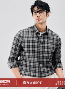 百年匠心 高端REDA色织可机洗羊毛面料 秋冬长袖格子衬衫 DAH455