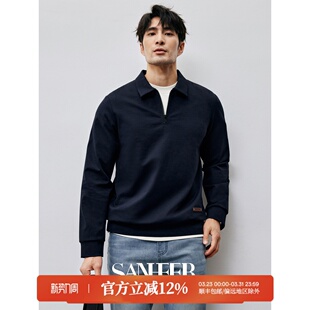 半开襟翻领卫衣 2025春季 百搭男士 高档紧密弹力面料 DAW307 新品