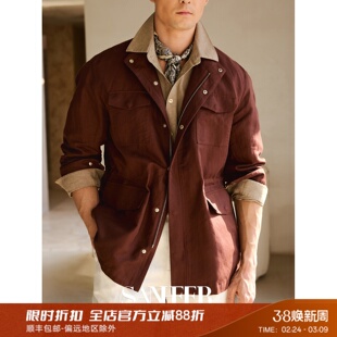 【都市游猎】高档亚麻棉混纺面料SAFARI猎装立领夹克外套 DAJ411