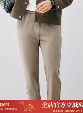 秋季百搭“懒人裤”细格轻量保暖面料 易打理松紧腰休闲裤 DBL095