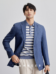 优雅绅士 外套 法国雨露亚麻面料 休闲西装 DAS231 无里衬男士 意式
