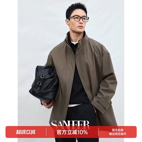 秋冬防风抗皱易打理廓形立领风衣