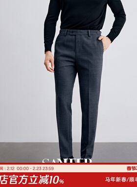 意式绅士 高档弹力羊毛面料调节腰袢男士修身那不勒斯西裤 DBS080