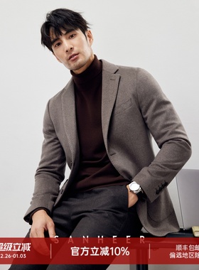 高端商务绅士 COLOMBO哥伦布水波纹羊绒 男士修身西装外套 DAS218