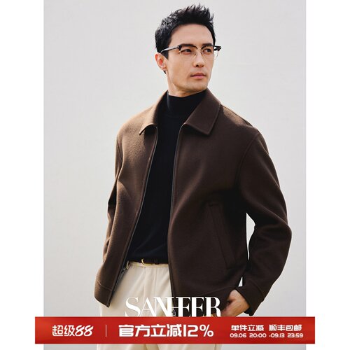 【意式老钱绅士】高端羊绒羊毛双面呢 纯手工毛呢夹克外套 DAJ382