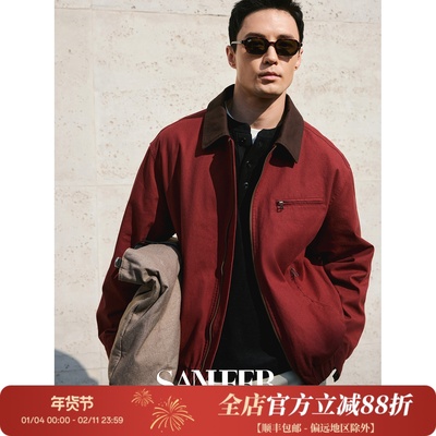 重磅纯棉珠帆布底特律工装款夹克