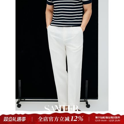 【意式休闲】高端亚麻棉混纺 夏季轻薄透气单褶直筒休闲裤 DBL106