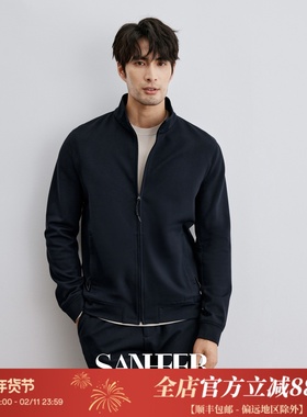【SANHEER】秋季休闲百搭 高端针织羊毛面料 男士立领夹克 DAJ363